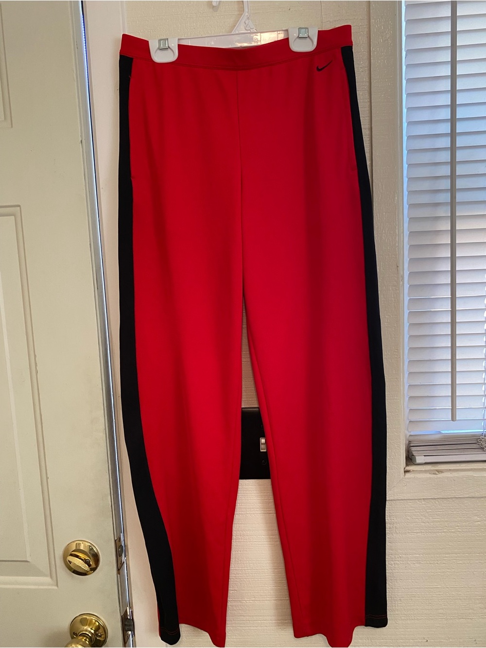 Nike Women’s Red Track Pants with Black Side Stripes tie front size medium